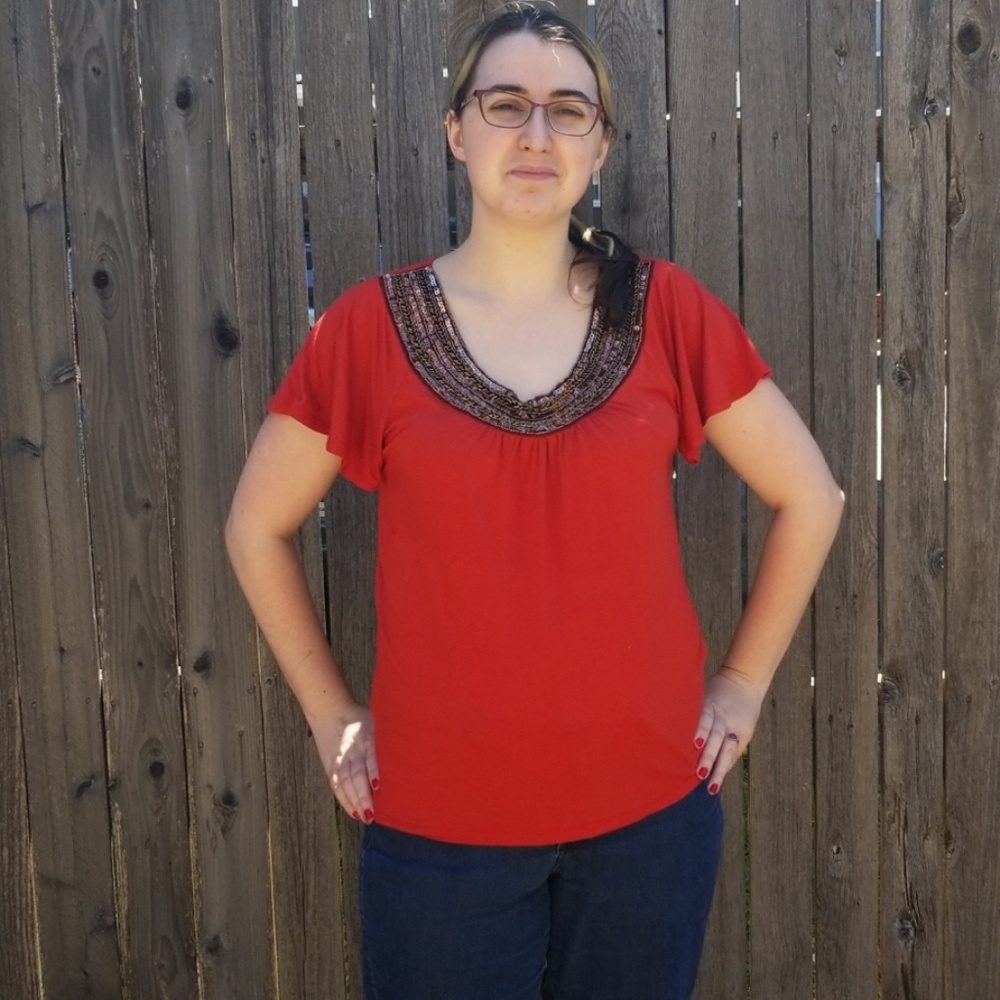 Orange beaded top